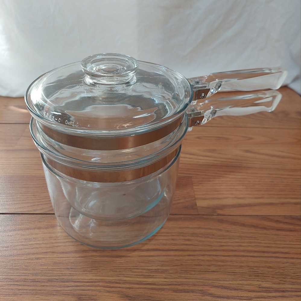 Vtg Pyrex Flamewear Glass Double Boiler 1 1/2 qt 6283